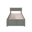 Orlando Twin Wood Platform Bed with Footboard and Storage Drawers in Grey