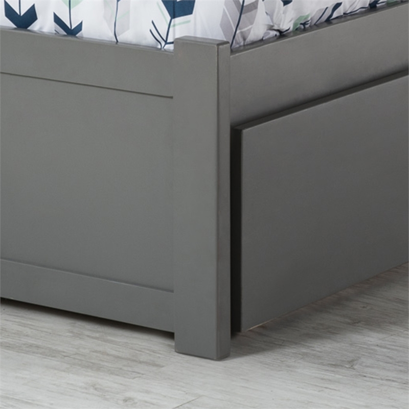 Orlando Twin Wood Platform Bed with Footboard and Storage Drawers in Grey