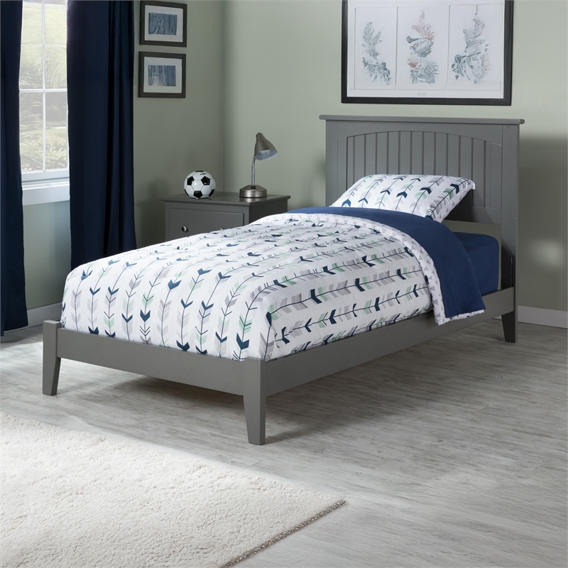 Nantucket Twin XL Solid Wood Foundation Bed in Grey