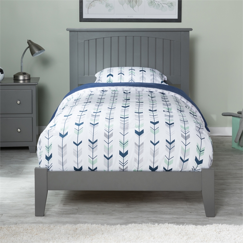 Nantucket Twin XL Solid Wood Foundation Bed in Grey