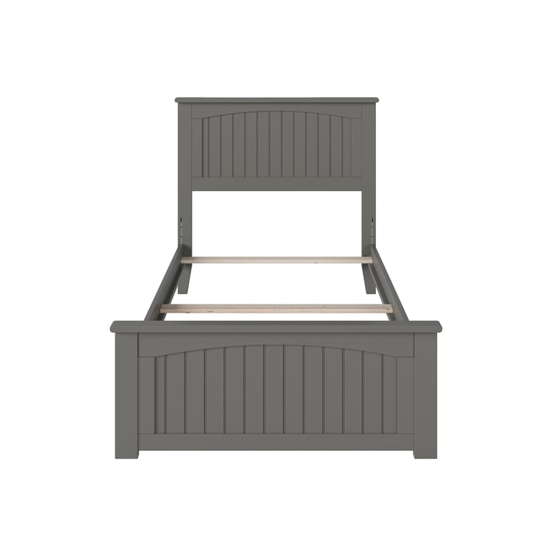 Nantucket Twin XL Wood Foundation Bed with Matching Footboard in Grey
