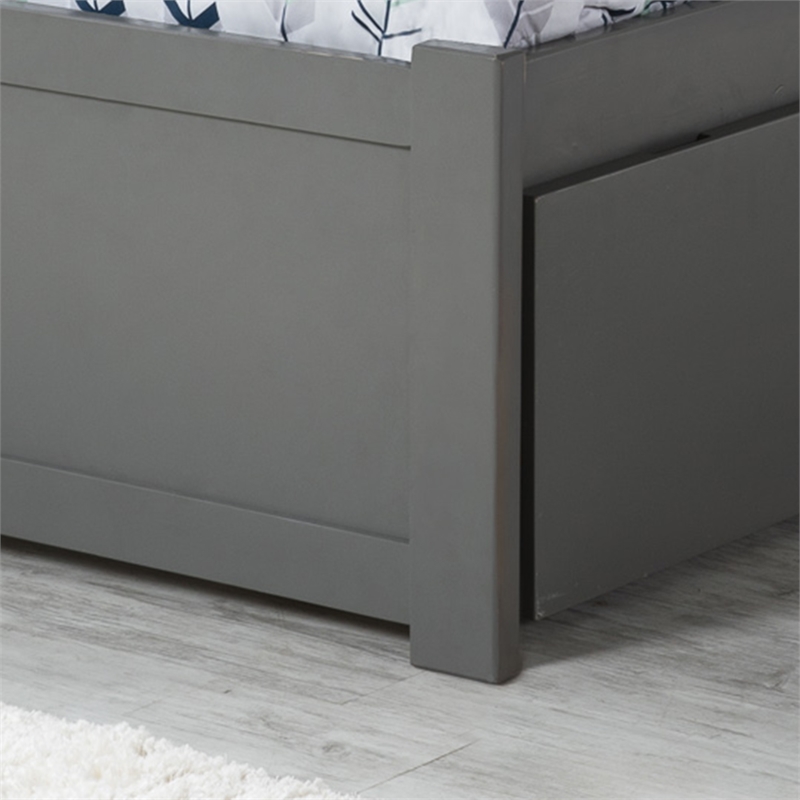 Nantucket Twin Wood Platform Bed with Footboard and Storage Drawers in Grey