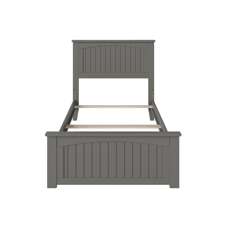Nantucket Twin Wood Foundation Bed with Matching Footboard in Grey