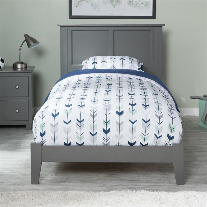 Madison Twin XL Solid Wood Foundation Bed in Grey