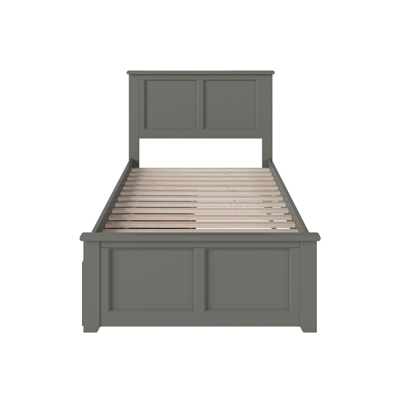 Madison Twin XL Platform Bed with Matching Footboard & Storage Drawers in Grey