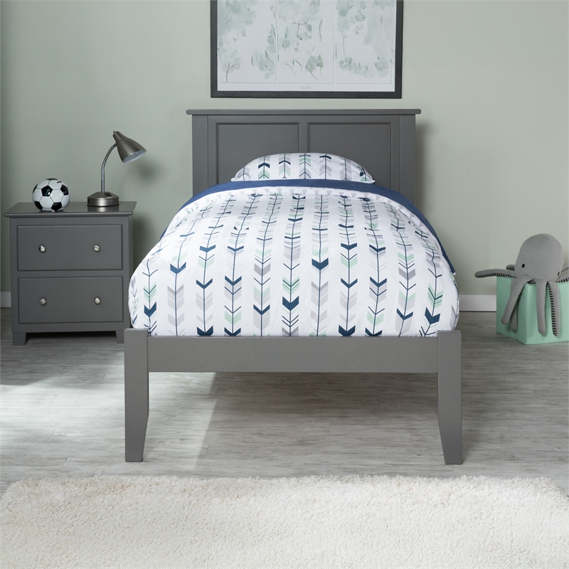 Madison Twin Solid Wood Platform Bed in Grey