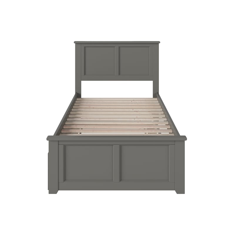 Madison Twin Platform Bed with Matching Footboard & Twin Trundle in Grey