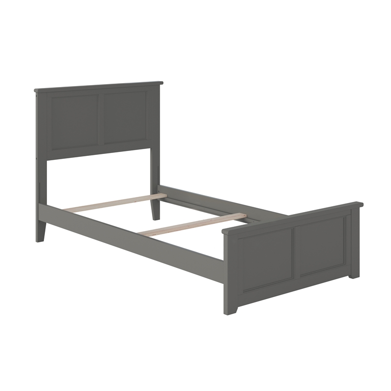 Madison Twin Wood Foundation Bed with Matching Footboard in Grey