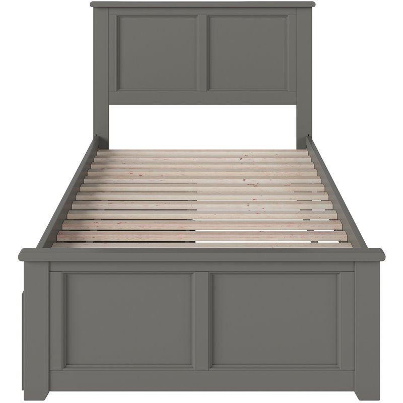 Madison Twin Platform Bed with Matching Footboard and Storage Drawers in Grey