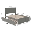 Madison Full Platform Bed with Matching Footboard and Twin Trundle in Grey