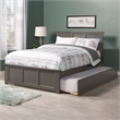 Madison Full Platform Bed with Matching Footboard and Twin Trundle in Grey