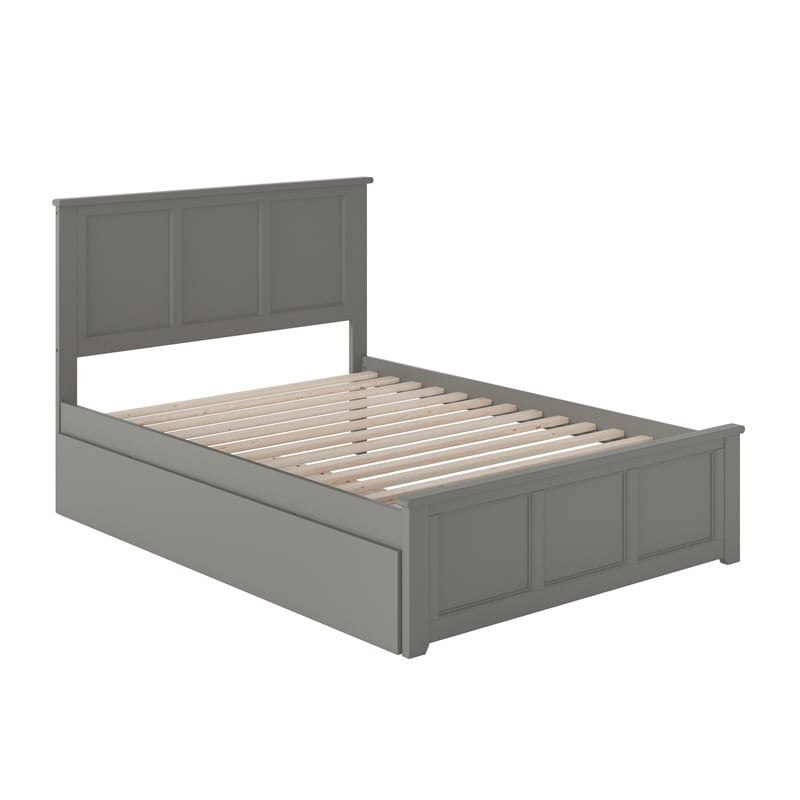 Madison Full Platform Bed with Matching Footboard and Twin Trundle in Grey