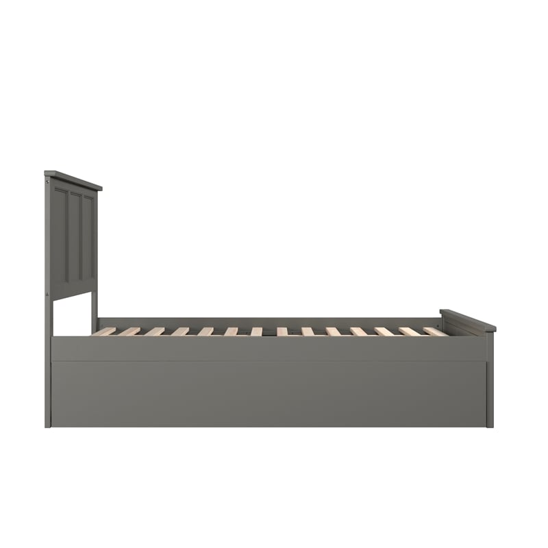 Madison Full Platform Bed with Matching Footboard and Twin Trundle in Grey