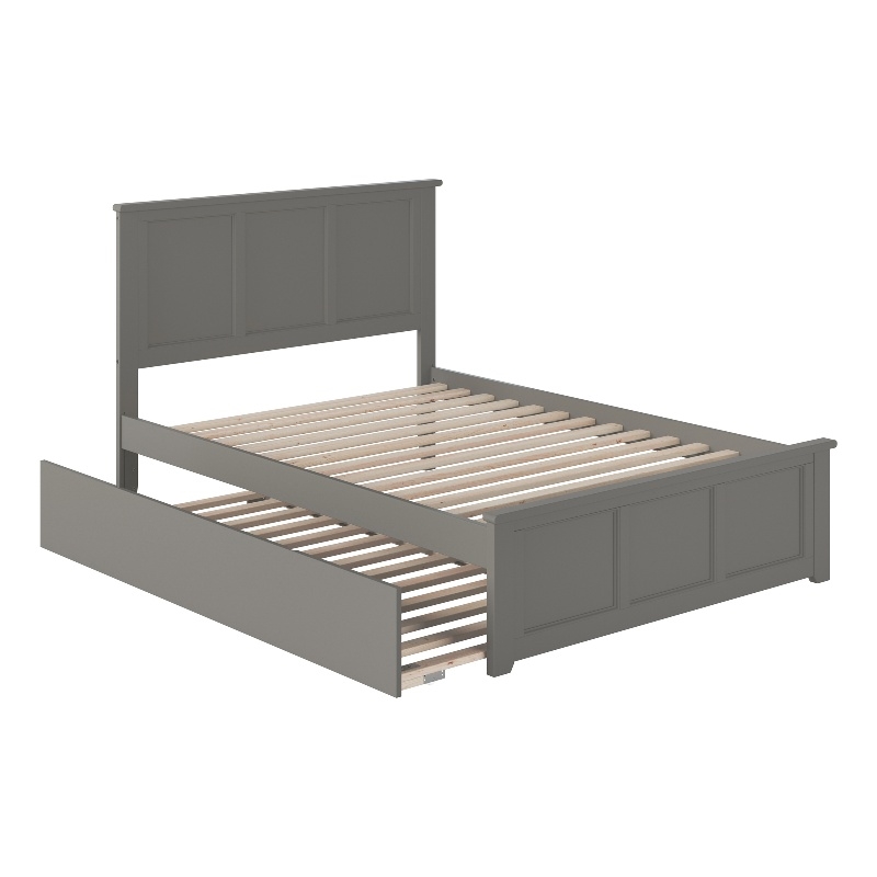 Afi Madison Solid Wood Full Platform Bed With Twin Trundle In Gray 