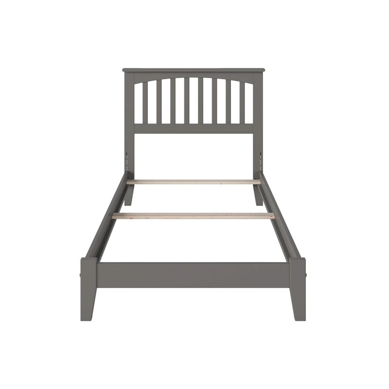 Mission Twin Solid Wood Foundation Bed in Grey