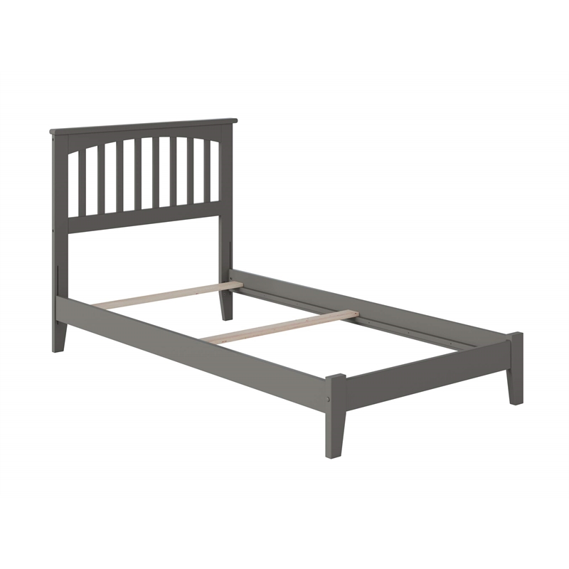 Mission Twin Solid Wood Foundation Bed in Grey