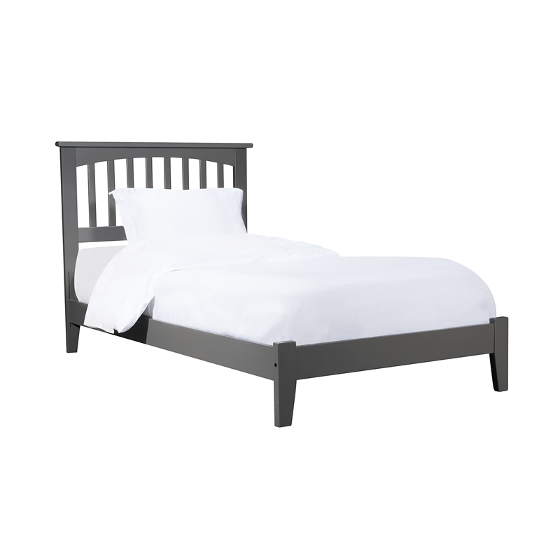 Mission Twin Solid Wood Foundation Bed in Grey