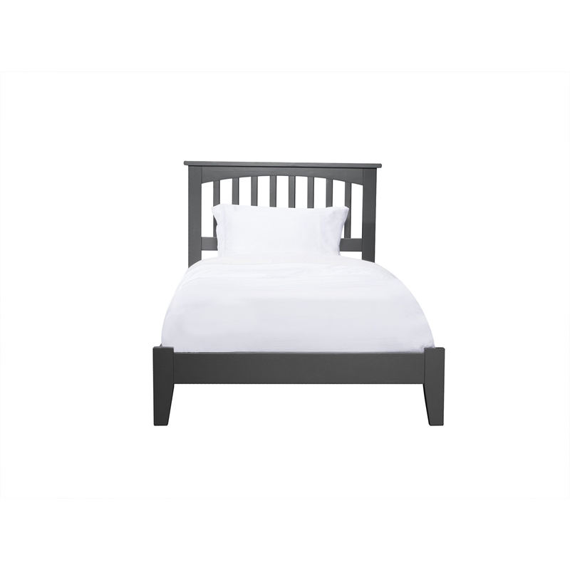 Mission Twin Solid Wood Foundation Bed in Grey