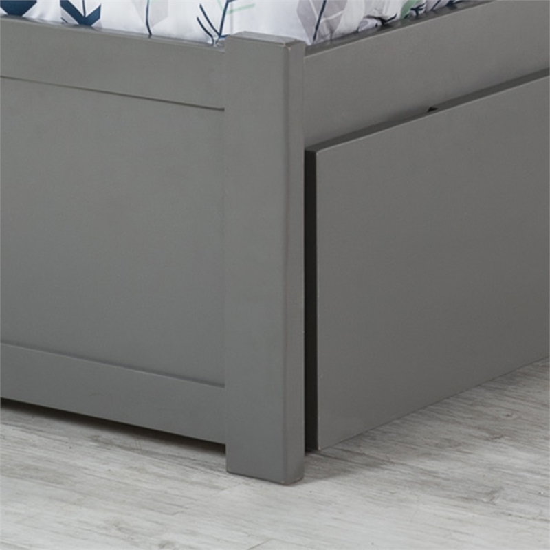 Mission Twin Wood Platform Bed with Footboard and Storage Drawers in Grey