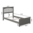 Mission Twin Wood Foundation Bed with Matching Footboard in Grey