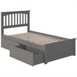 Mission Twin Wood Platform Bed with Matching Footboard & Storage Drawers in Grey