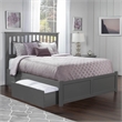 Mission Queen Wood Platform Bed with Footboard and Storage Drawers in Grey