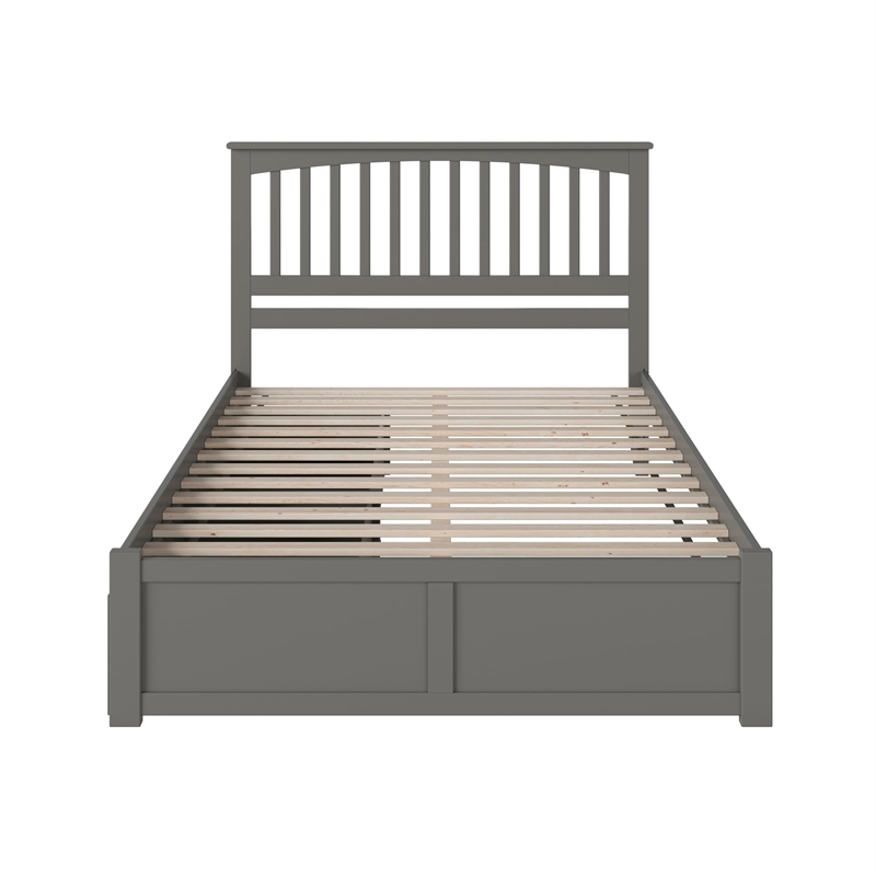 Mission Queen Wood Platform Bed with Footboard and Storage Drawers in Grey