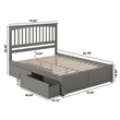 Mission Queen Wood Platform Bed with Footboard and Storage Drawers in Grey
