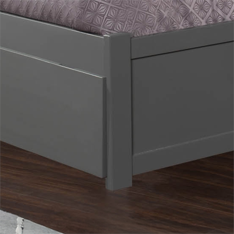 Mission Queen Wood Platform Bed with Footboard and Storage Drawers in Grey