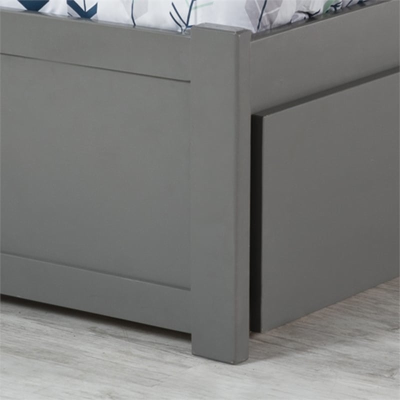 Mission Twin XL Wood Platform Bed with Footboard and Storage Drawers in Grey