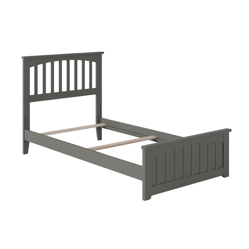 Mission Twin XL Wood Foundation Bed with Matching Footboard in Grey
