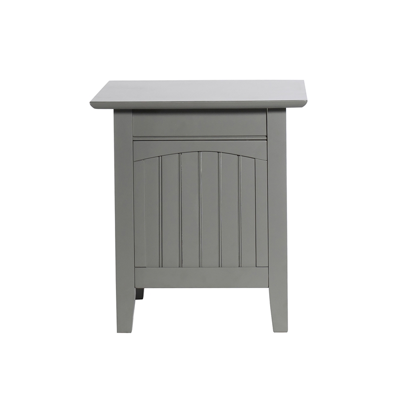 AFI Nantucket Solid Wood End Table with Built In Device Charger in Gray