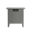 AFI Nantucket Solid Wood Chair Side Table with Device Charger in Gray