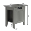AFI Nantucket Solid Wood Chair Side Table with Device Charger in Gray