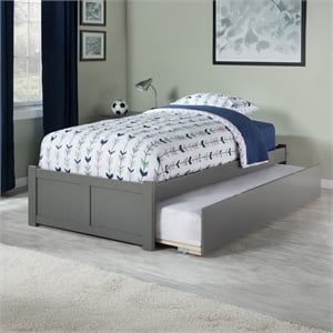 AFI Concord Solid Wood Twin Bed and Footboard with Twin Trundle in Gray