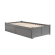 AFI Concord Twin Solid Wood Platform Bed with Storage in Gray