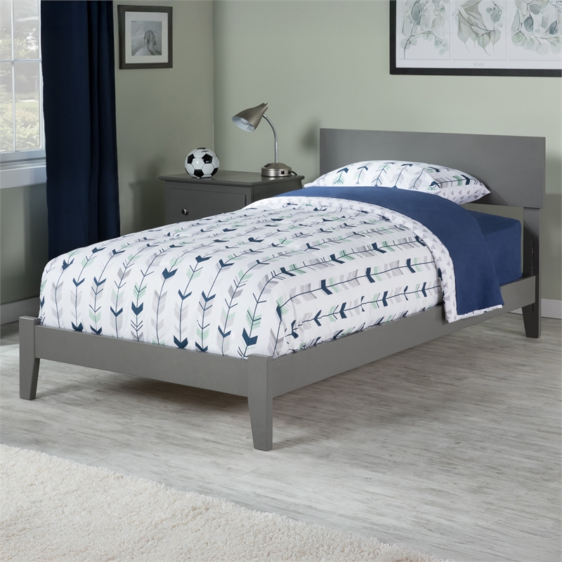 Orlando Twin XL Solid Wood Foundation Bed in Grey
