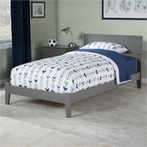 Orlando Twin Solid Wood Foundation Bed in Grey