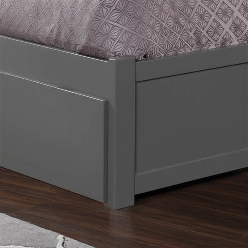 Orlando Full Wood Platform Bed with Footboard and Storage Drawers in Grey