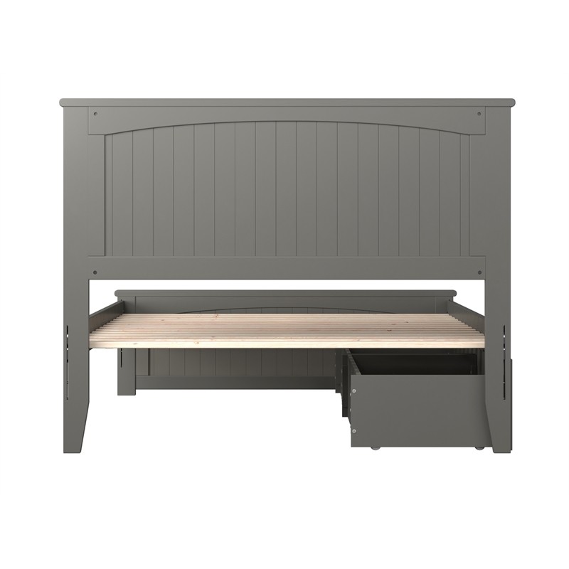 Nantucket Full Wood Platform Bed with Matching Footboard and Drawers in Grey