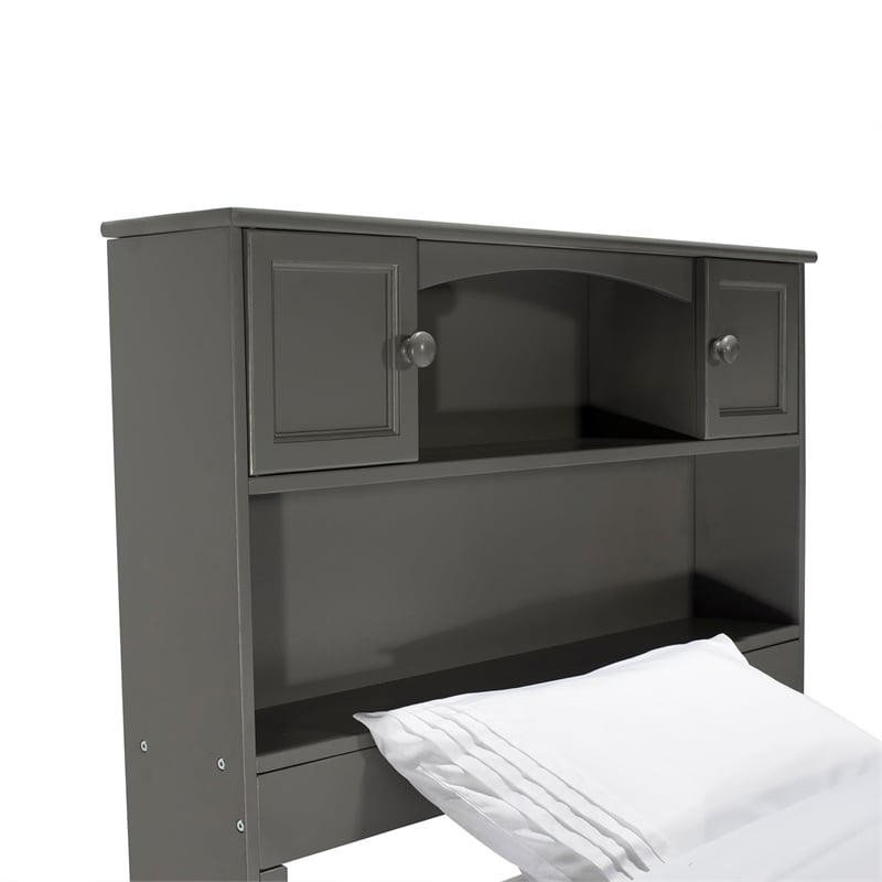 AFI Newport Twin XL Solid Wood Platform Bookcase Bed in Grey