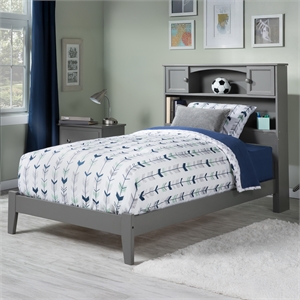 AFI Newport Twin XL Solid Wood Bookcase Bed in Grey
