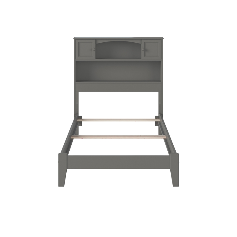 AFI Newport Twin XL Solid Wood Bookcase Bed in Grey