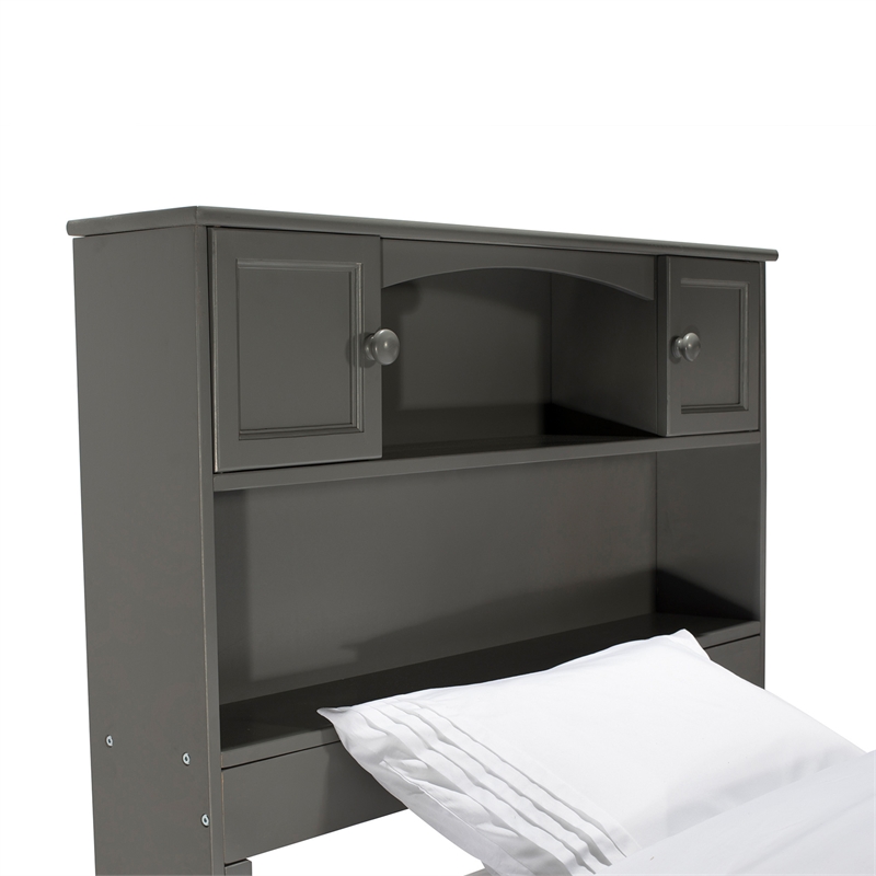 AFI Newport Twin XL Solid Wood Bookcase Bed in Grey