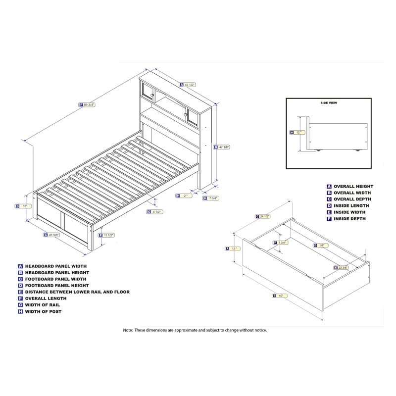 AFI Newport Platform Bed with Storage in Gray Cymax Business