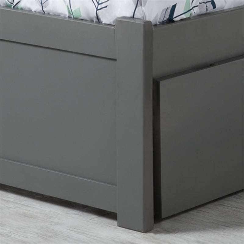 AFI Newport Twin XL Solid Wood Bed with Storage Drawers in Grey