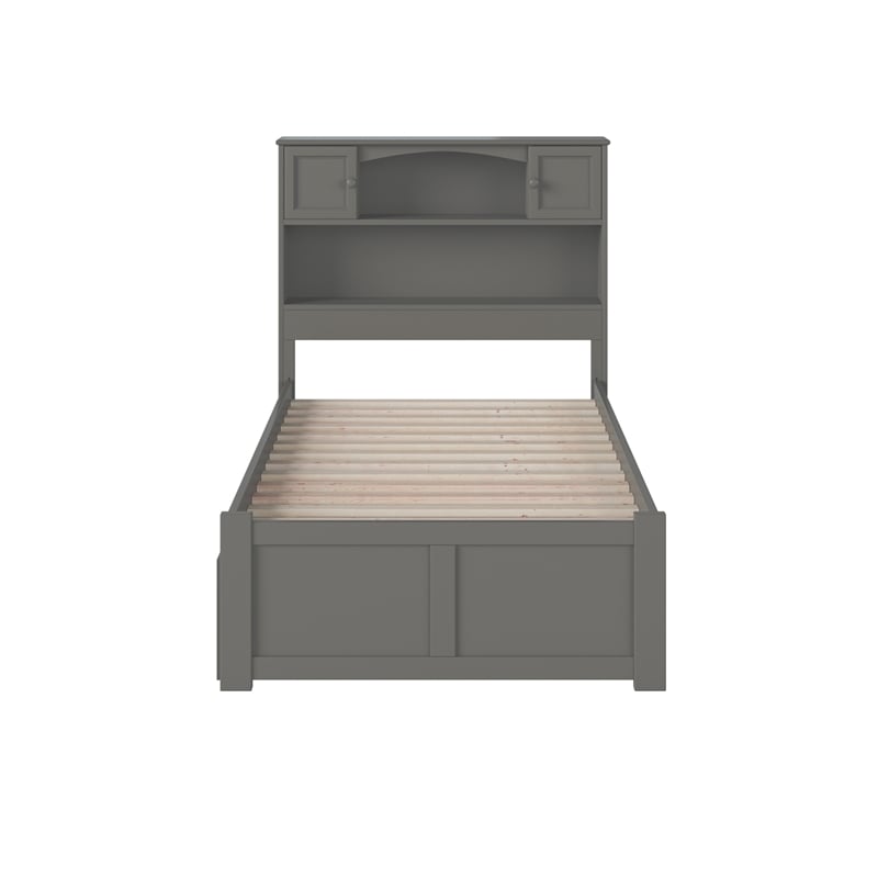 AFI Newport Twin XL Solid Wood Bed with Storage Drawers in Grey