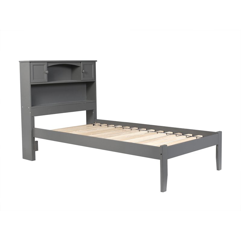 AFI Newport Twin Solid Wood Platform Bookcase Bed in Grey