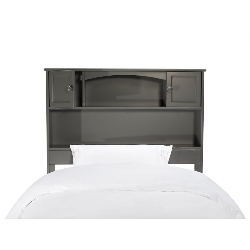 AFI Newport Twin Solid Wood Platform Bookcase Bed in Grey