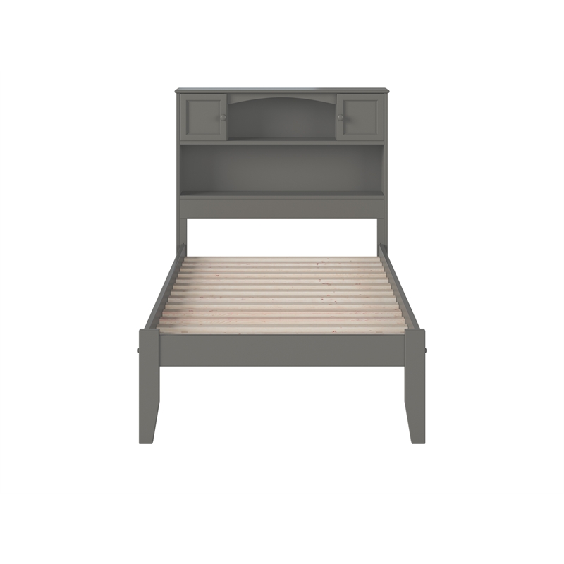 AFI Newport Twin Solid Wood Platform Bookcase Bed in Grey